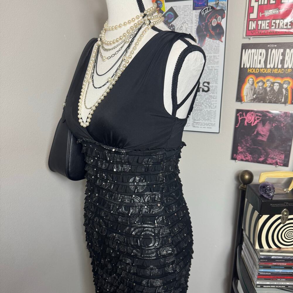 Grass Collection Black Ruffle Mini Dress - Picture 4 of 7